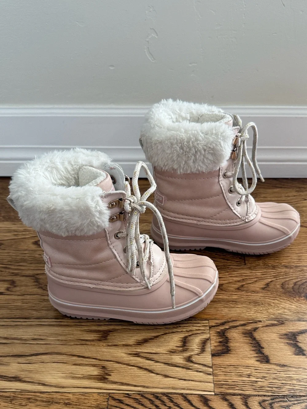 Pink Faux Fur Snow Boots Waterproof London Fog Girls Winter Weather Toddler Sz 9